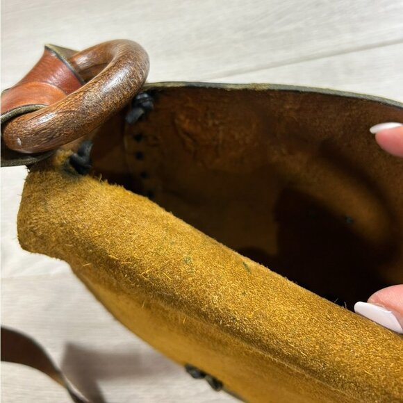 Vintage Leather Hand Tooled Western Style Saddle Shoulder Bag Purse - Picture 9 of 13